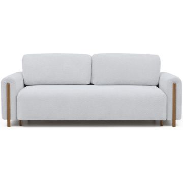Canapea gri extensibilă/cu spațiu de depozitare cu tapițerie din țesătură bouclé 244 cm Arcadova – ELTAP