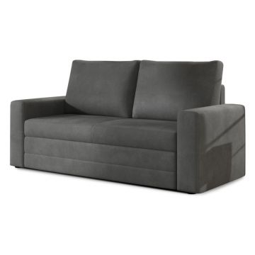 Canapea gri închis extensibilă/cu spațiu de depozitare cu tapițerie din catifea 151 cm Wave – ELTAP