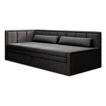 Canapea gri închis extensibilă/cu spațiu de depozitare cu tapițerie din chenille 214 cm Fulgeo – ELTAP