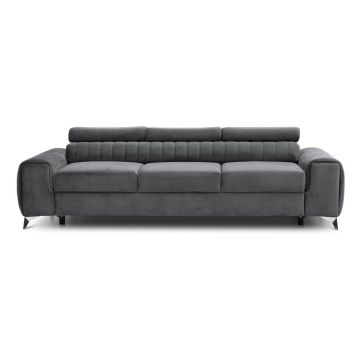 Canapea gri închis extensibilă cu tapițerie din catifea 261 cm Laurence – ELTAP