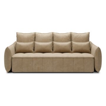 Canapea maro deschis extensibilă/cu spațiu de depozitare cu tapițerie din catifea 242 cm Weltton – ELTAP