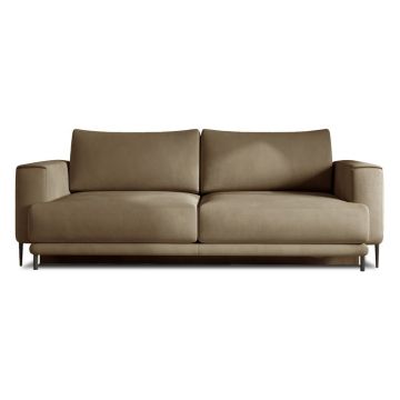 Canapea maro deschis extensibilă/cu spațiu de depozitare cu tapițerie din catifea 260 cm Dalia – ELTAP