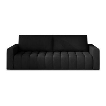 Canapea neagră extensibilă/cu spațiu de depozitare cu tapițerie din catifea 247 cm Lazaro – ELTAP