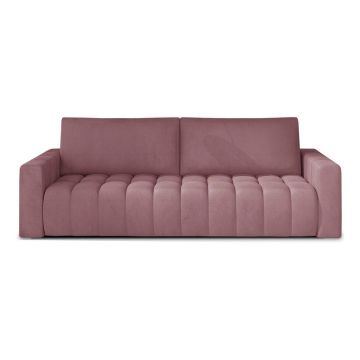 Canapea roz extensibilă/cu spațiu de depozitare cu tapițerie din catifea 247 cm Lazaro – ELTAP