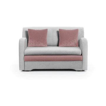 Canapea roz/gri deschis extensibilă cu tapițerie din catifea 130 cm Ario – ELTAP