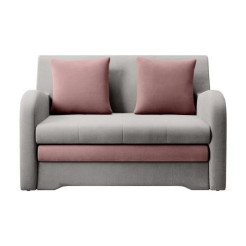 Canapea roz/gri deschis extensibilă cu tapițerie din catifea 130 cm Ario – ELTAP