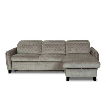 Coltar Extensibil Cu Insula Dreapta Cu Lada Tiago, 5 Locuri, Tetiere Reglabile, Maro, 243 Cm