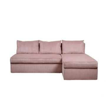 Coltar Extensibil Cu Lada New Modulo, Interschimbabil Stanga/Dreapta, Roz Pudra, 220 x 80 x 155 Cm