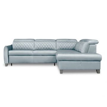 Coltar Extensibil Cu Otoman Dreapta Cu Lada Tiago, 5 Locuri, Tetiere Reglabile, Gri, 255 Cm