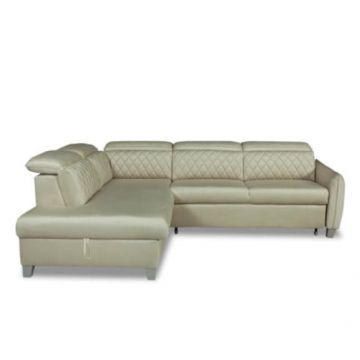 Coltar Extensibil Cu Otoman Stanga Cu Lada Tiago, 5 Locuri, Tetiere Reglabile, Maro, Monolith 02, 255 Cm