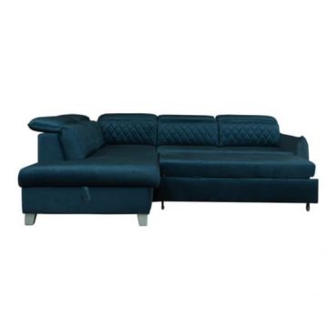 Coltar Extensibil Cu Otoman Stanga Cu Lada Tiago, 5 Locuri, Tetiere Reglabile, Maro, Monolith 77, 255 Cm