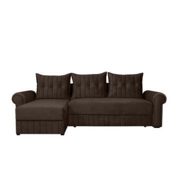 Coltar Extensibil Stanga Chic, 5 Locuri, Lada Depozitare, Maro, 273 Cm