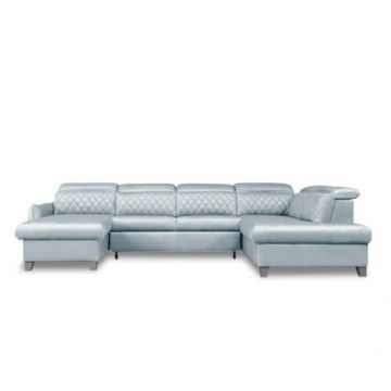 Coltar U Extensibil Tiago, Dreapta, 6 Locuri, Tetiere Reglabile, Gri, 330 Cm