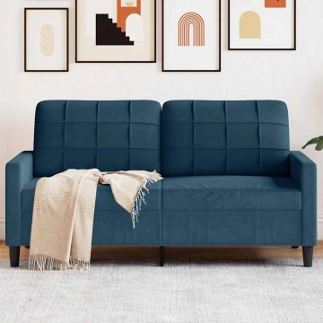 vidaXL Canapea cu 2 locuri, albastru, 140 cm, catifea