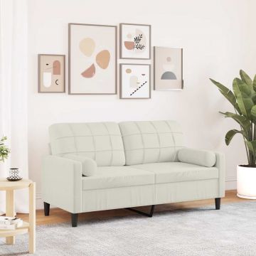 vidaXL Canapea cu 2 locuri cu pernuțe, crem, 140 cm, catifea