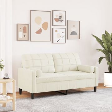 vidaXL Canapea cu 2 locuri cu pernuțe, crem, 140 cm, catifea