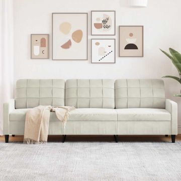 vidaXL Canapea cu 3 locuri, crem, 210 cm, material catifea