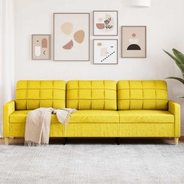 vidaXL Canapea cu 3 locuri, galben deschis, 210 cm, material textil