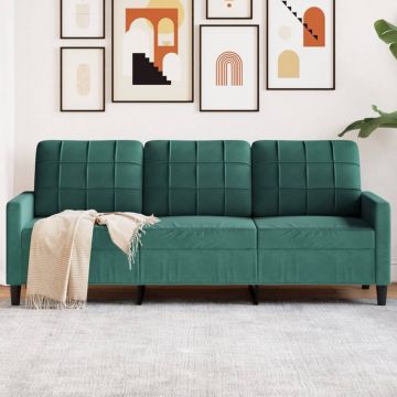 vidaXL Canapea cu 3 locuri, verde închis, 180 cm, catifea