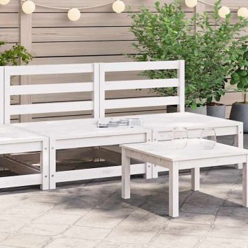vidaXL Canapele de mijloc pentru grădină, 2 buc., alb, lemn masiv pin