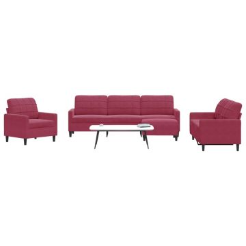 vidaXL Set canapele cu perne, 4 piese, roșu vin, catifea