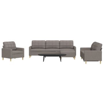 vidaXL Set de canapea cu perne, 4 piese, gri taupe, material textil