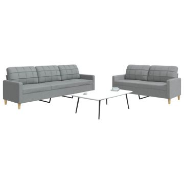 vidaXL Set de canapele, 2 piese, gri deschis, material textil