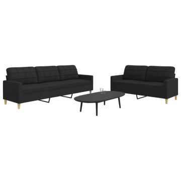 vidaXL Set de canapele, 2 piese, negru, material textil