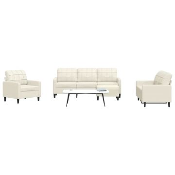 vidaXL Set de canapele cu perne, 4 piese, crem, catifea