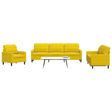 vidaXL Set de canapele cu perne, 4 piese, galben, catifea