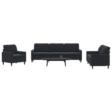 vidaXL Set de canapele cu perne, 4 piese, negru, catifea