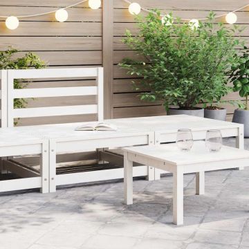 vidaXL Set mobilier de grădină, 2 piese, alb, lemn masiv de pin