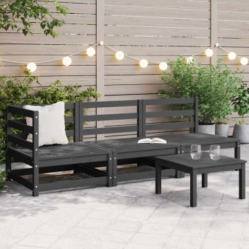vidaXL Set mobilier de grădină, 3 piese, gri, lemn masiv de pin