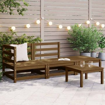 vidaXL Set mobilier de grădină, 3 piese, maro miere, lemn masiv de pin