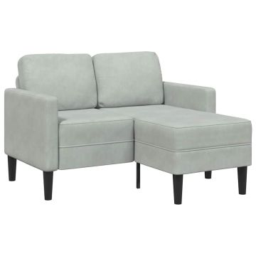 vidaXL Canapea cu 2 locuri cu șezlong în formă de L gri deschis 125 cm