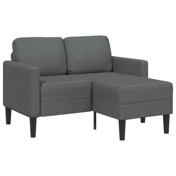 vidaXL Canapea cu 2 locuri și șezlong în formă de L, gri închis, 125 cm, material textil