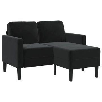 vidaXL Canapea cu 2 locuri și șezlong în formă de L, neagră, 125 cm, catifea