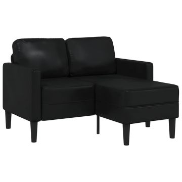 vidaXL Canapea cu 2 locuri și șezlong în formă de L, neagră, 125 cm, piele ecologică