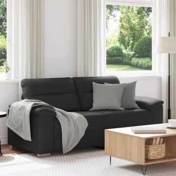 vidaXL Canapea cu 2 locuri, neagră, 140 cm, piele ecologică