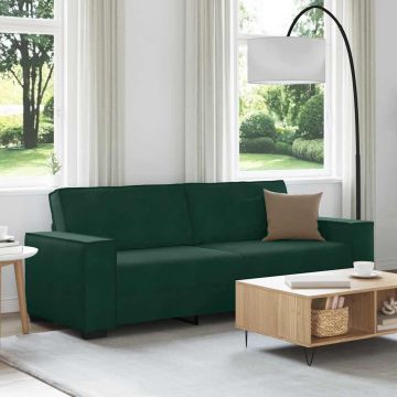 vidaXL Canapea cu 3 locuri, verde închis, 220x78x84 cm, catifea