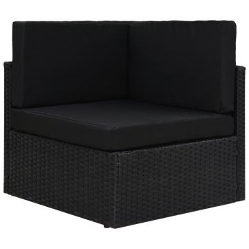 vidaXL Canapea de colț modulară, negru, poliratan