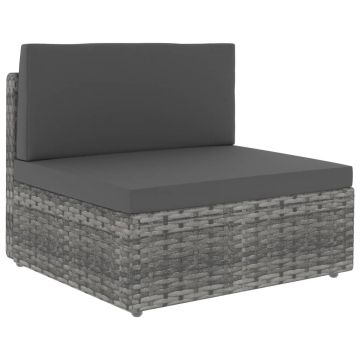 vidaXL Canapea de mijloc modulară, gri, poliratan