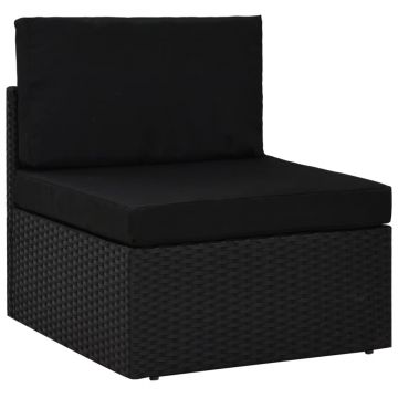 vidaXL Canapea de mijloc modulară, negru, poliratan