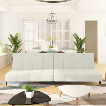 vidaXL Canapea extensibilă cu 2 locuri, crem, catifea