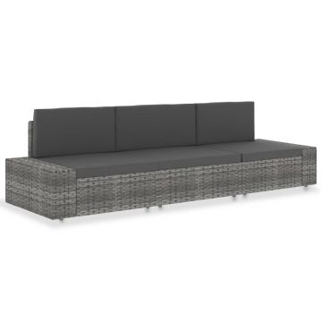 vidaXL Canapea modulară cu 3 locuri, gri, poliratan