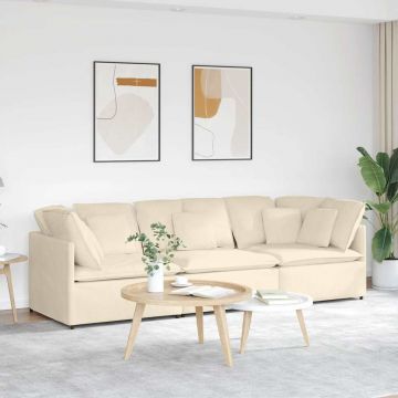 vidaXL Canapea modulară cu perne, crem, țesătură velur