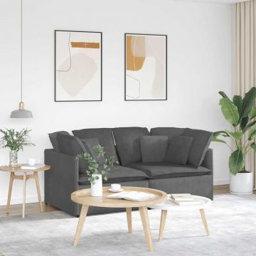 vidaXL Canapea modulară cu perne, gri închis, țesătură velur
