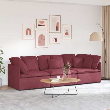 vidaXL Canapea modulară cu perne, roșu vin, textil