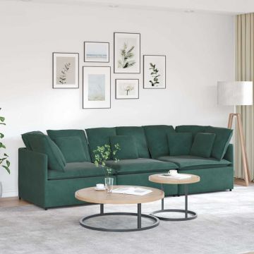 vidaXL Canapea modulară cu perne, verde închis, catifea