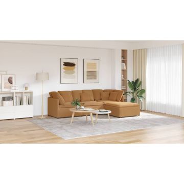 vidaXL Canapea modulară cu taburet și perne, țesătură ondulată ca lână